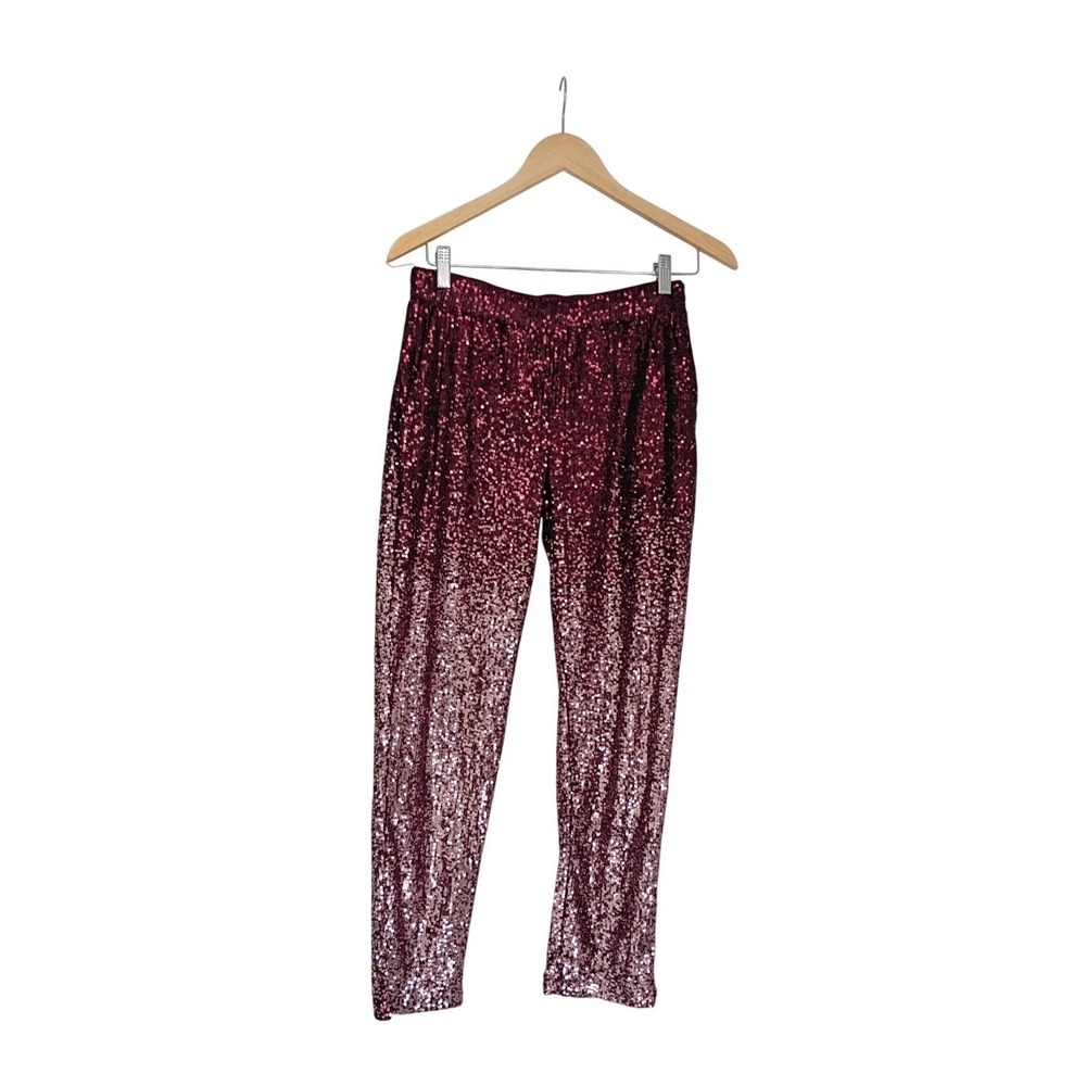 Cable & Gauge Burgundy Sequin Ombre Pants Womens S Party NWOT - Picture 3 of 11